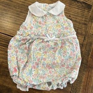 Ralph Lauren Baby Floral One Piece Bloomer Bottom Outfit 3 months Scallops